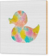 Watercolor Baby Duck Wood Print
