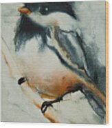 Watercolor Chickadee Wood Print