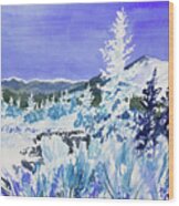 Watercolor - Colorado Snowy Landscape Wood Print