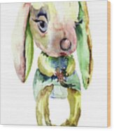 Watercolor Illustration Of Rabbit Wood Print