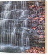 Waterfall At Cascades State Park Wood Print