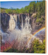 Waterfalls And Rainbows Wood Print
