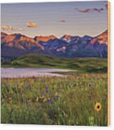 Waterton Lakes Sunset Wood Print