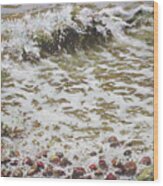 Wave And Colorful Pebbles Wood Print