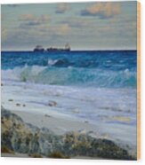 Waves And Tankers Wood Print