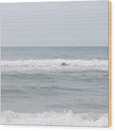 Waves Rolling In At Wrightsville Beach Nc Wood Print