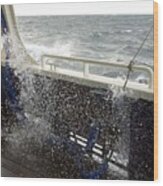Waves Splash Over The Side Of A Ship Wood Print