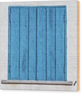 Weathered Blue Shutter Wood Print