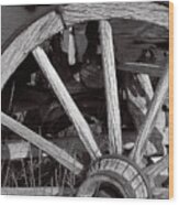 Weathered Wagon Wheel Wood Print