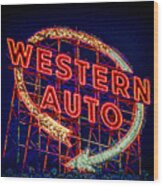 Western Auto Sign Digital Art Wood Print
