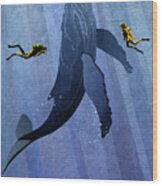 Whale Dive Wood Print