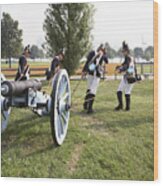 Wheeling The Cannon At Fort Mchenry In Baltimore Maryland Wood Print