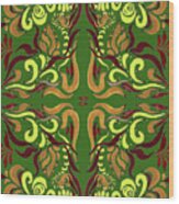 Whimsical Organic Pattern In Yellow And Green I Wood Print