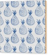 White And Blue Pineapple Party Wood Print
