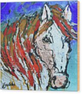 White Horse Wood Print