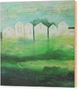 White Houses In Row By Field Wood Print