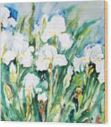 White Irises Wood Print