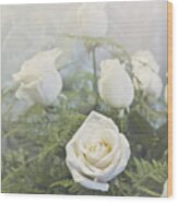 White Roses Wood Print
