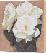 White Roses Wood Print