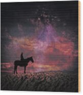 White Sands Horse And Rider #4c Wood Print