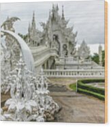 White Temple Thailand Wood Print