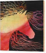 Wild Horse Abstract In Orange And Yellow Wood Print by Michelle Wrighton