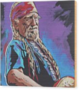 Willie Nelson Wood Print