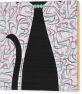 Boomerang Cat In Aqua And Pink Wood Print