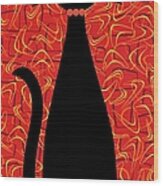 Boomerang Cat In Red Wood Print