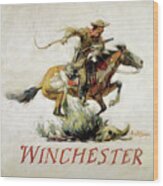 Winchester Horse And Rider Wood Print