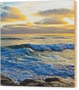 Windansea Sunset Surfer Wood Print