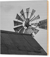Windmill I Bw Wood Print