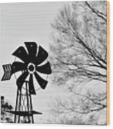 Windmill On The Farm Wood Print