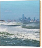Windy View Of Nyc From Sandy Hook Nj Wood Print