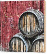 Wine Barrels Wood Print