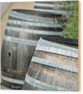 Wine Barrels Foxen Winery Wood Print