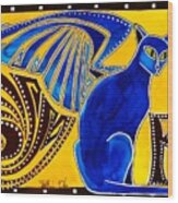 Winged Feline - Cat Art With Letter P By Dora Hathazi Mendes Wood Print