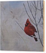 Winter Cardinal Wood Print