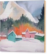 Winter Cottages Wood Print