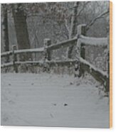 Winter Fence Trail H Wood Print