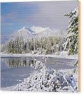 Winter In Banff Wood Print