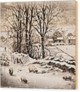 Winter In The Ribble Valley Frosted Edit Wood Print
