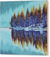 Winter - Mountain Lake Wood Print