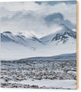 Winter Mountains Landscape, Iceland Wood Print