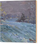 Winter Nocturne By Niagara River Wood Print