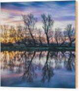 Winter Sunrise Over The Ouse Wood Print