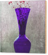 Wisps Of Spring In A Purple Glass Vase Wood Print