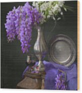 Wisteria And Allium Ursinum Wood Print