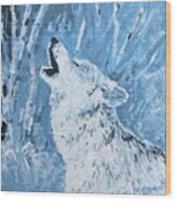 Wolf Of The Tetons Wood Print