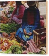 Women At The Market Wood Print